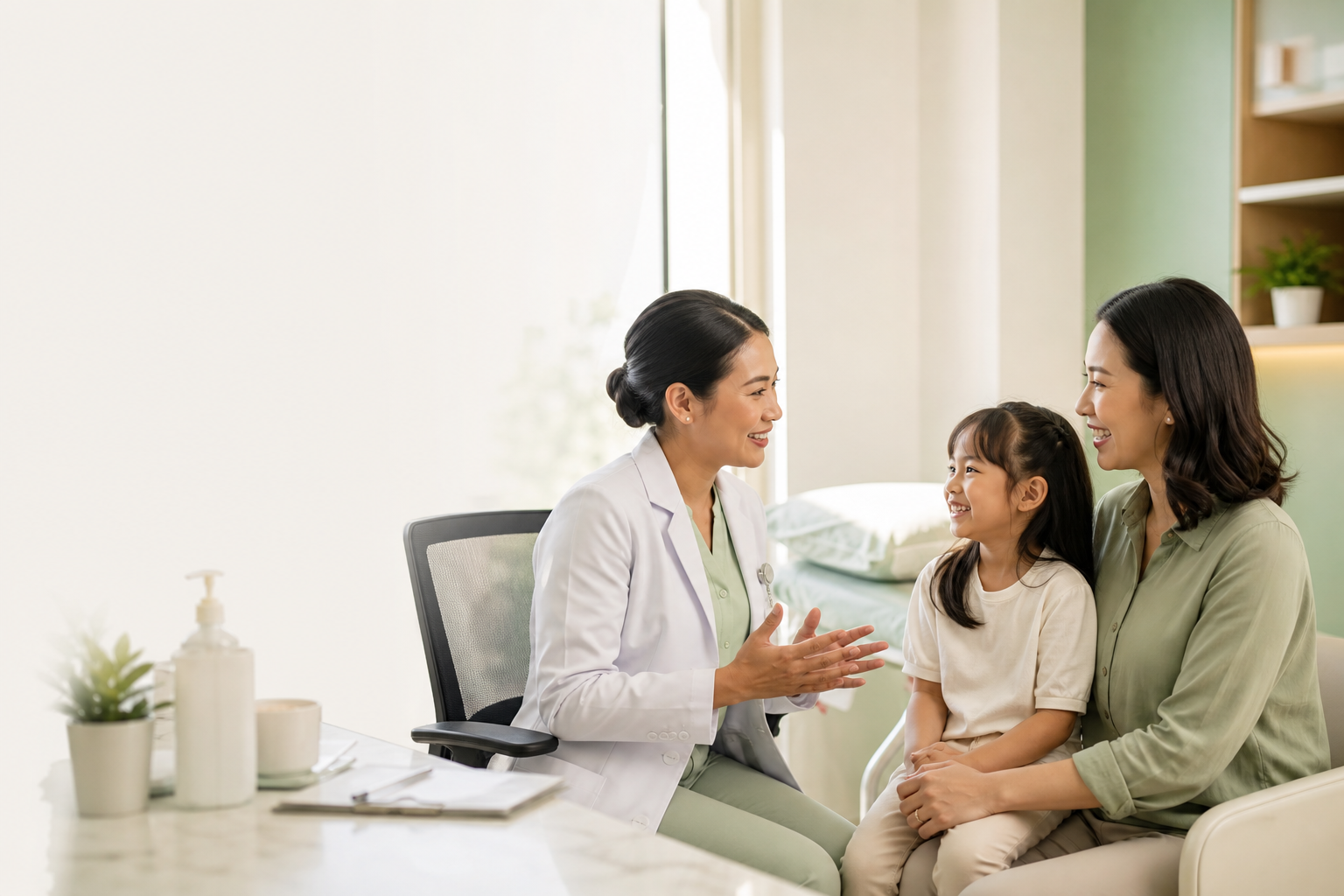 Doctor speaking with a family
